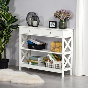 39" Console Table, Narrow Entryway Table with Storage Shelves, Drawers and X Frame for Behind Couch – view 14