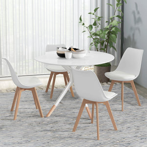 Modern Dining Table Chairs Set of 4, Rubber Wood Kitchen Table Chairs with PU Leather Cushion for Living Room, Bedroom