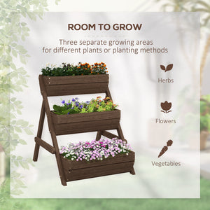 3 Tier Elevated Planter Box, Vertical Wooden Raised Garden Bed for Flowers, Vegetables, 26" x 30" x 30" – view 10