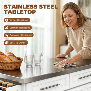 Stainless Steel Kitchen Island with Storage and Stainless Steel Top, Kitchen Trolley with Drawers – view 17
