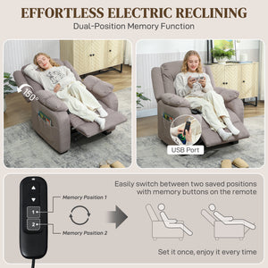 Massage Recliner Chair with Quiet Brushless Motor Pet-Friendly Fabric Power Recliner with 2 Memory – view 3