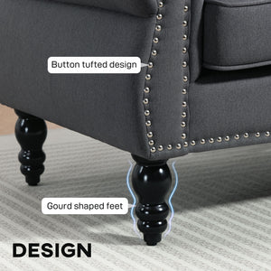 Stylish Midback Double Sofa with Sponge Padding, 2 Seater Sofa Couch, with Rubber Wood Leg, Grey