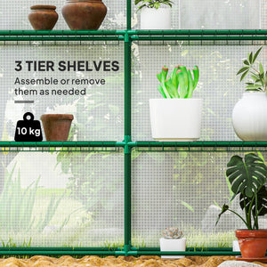 Walk-in Greenhouse with 3 Tier, Garden Plant Growhouse with Roll-up Door and Mesh Windows – view 10