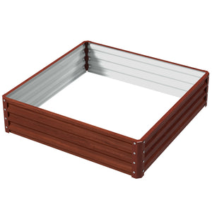 4' x 4' x 1' Raised Garden Bed Galvanized Steel Planter Box for Vegetables, Flowers, Herbs, Green