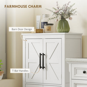 Farmhouse Bathroom Storage Cabinet, Bathroom Floor Cabinet with Barn Doors and Adjustable Shelf, Black – view 11