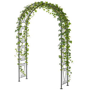 8 ft Garden Arch, Outdoor Trellis Arbor for Climbing Plants, Wedding Arch for Party Outdoor Garden Backyard, Black
