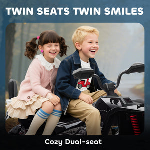 Qaba 2-Seater All-Terrain 4 Wheeler, 24V Kids ATV Ride-On, Electric Quad Car with Dual Motor, for Boys and Girls