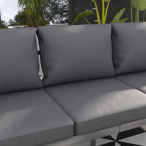 Aluminum Garden Sofa, 3-Person Outdoor Couch, Backyard Furniture for 3-person with Cushions, 72.8" x 26" x 25.2", Grey