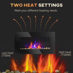 Wall Mounted Fireplace, 28.5 Inch Modern Electric Fireplace with Patented LED Flame Effect and 7 Colors, Black