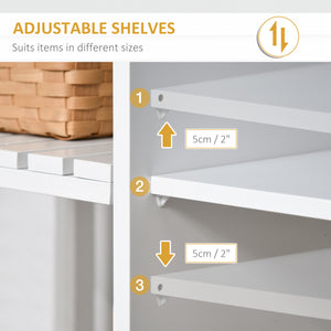 Kitchen Cart on Wheels, Utility Storage Island with Rubber Wood Top, Towel Rack, Cabinets, Drawers, White