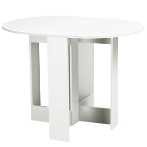 Folding Dining Table, 41" Drop Leaf Table for Small Spaces, Oval Foldable Table for Kitchen, Dining Room, White