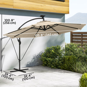 11.3 ft Cantilever Patio Umbrella with Light, Cover, Aluminium UPF50+ Offset Outdoor Umbrella Parasol – view 9