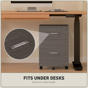 Mobile Filing Cabinet, Vertical File Cabinet with 2 Drawers, Wheels, for Letter or A4 File, Natural