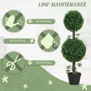 3FT Artificial Boxwood Topiary Tree Set of 2, Faux Two Ball Topiary Tree in Pot for Indoor Outdoor Decor – view 5