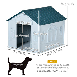 26" Plastic Dog House Outdoor with Air Vents, for Small Medium Dogs, Blue – view 2