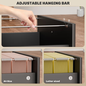 3-Drawer Small Filing Cabinet with Lock, Vertical Office Storage Cabinet with Wheels for Home Office, Black β view 3