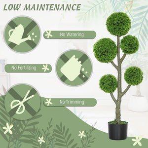 43.3" Artificial Ball Cypress Topiary Tree, Fake Plant in Pot for Indoor Outdoor Living Room Green