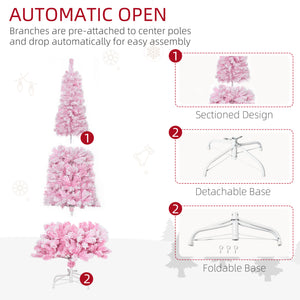5 FT Snow Flocked Artificial Christmas Tree, Pencil Xmas Tree with Realistic Branches – view 12