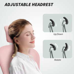 Office Chair, Mesh Computer Desk Chair with Adjustable Headrest, 4D Lumbar Support, Flip-up Arm, Grey – view 13