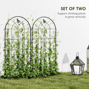 Set of 2 Metal Garden Trellis, Decorative Trellis Panels, Bird Design, 120 x 50 cm, Black – view 3