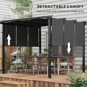 10' x 10' Metal Pergola, Outdoor Pergola with Retractable Canopy, for Garden, Patio, Backyard, Deck – view 3