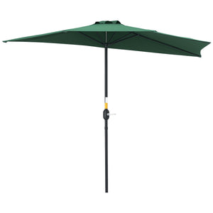 9ft Half Patio Umbrella Round Balcony Umbrella Waterproof Window Sun Shade w/ 5 Ribs Beige