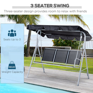 3-Seater Patio Swing, Outdoor Swing Chair, A Frame Porch Swing with Canopy Garden Hammock Glider Bed, Black – view 6