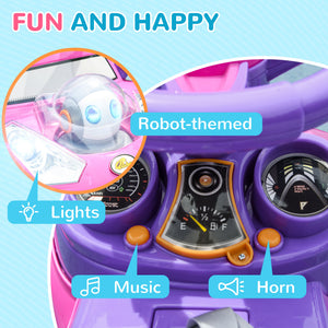 Qaba 3 in 1 Kids Push Car Toddler Sliding Car, Foot to Floor Design with Music, Light, Handle, Removable Canopy