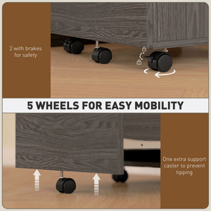 Mobile Filing Cabinet, Vertical File Cabinet with 2 Drawers, Wheels, for Letter or A4 File, Natural