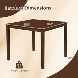 Farmhouse Dining Table for 4 People 35 Inches Square Kitchen Table-Walnut view 5