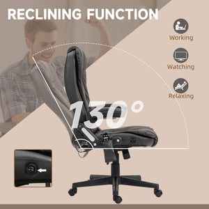 Office Chair Heated Ergonomic Massage Swivel Vibrating High Back Faux Leather Executive Chair Office (Brown)