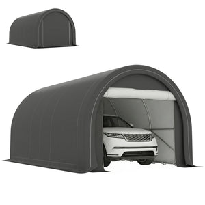 10' x 16' Heavy Duty Portable Carport Tent with Zippered Door, PE Cover for Car, Boat, Motorcycle, Bike – view 8