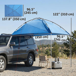 Car Awning Camping Tailgate Tent for SUV, 3000mm Waterproof Car Side Awning with Carry Bag, Light Blue