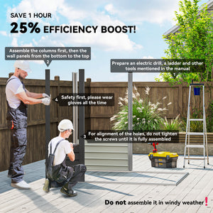 6 x 4FT Galvanized Garden Storage Shed, Metal Outdoor Shed with Double Doors and 2 Vents, Grey – view 3