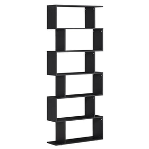 Wooden S Shape Bookcase 6 Shelves Storage Display Home Office Furniture