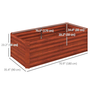 Galvanized Raised Garden Bed, Steel Outdoor Planters with Reinforced Rods, 71" x 35" x 23", Rustic Brown