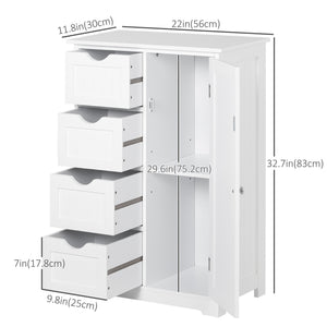 Bathroom Storage Cabinet, Floor Cabinet with Adjustable Shelf and 4 Drawers, Side Cabinet for Washroom – view 2