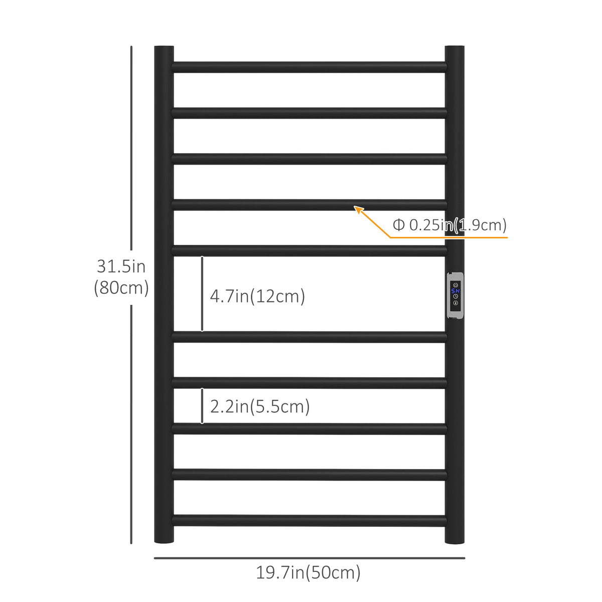 Wall Mounted Heated Towel Rack 10-Bar Electric Towel Warmer with Timer Adjustable Temperature Plug-in
