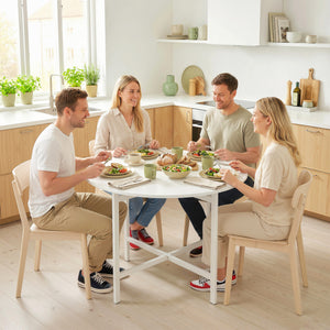 Drop Leaf Table, Folding Dining Table for Small Spaces 80 cm, White
