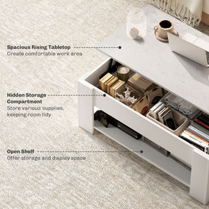 Lift Top Coffee Table with Hidden Storage Compartment and Open Shelf, Center Table for Living Room, Grey – view 11