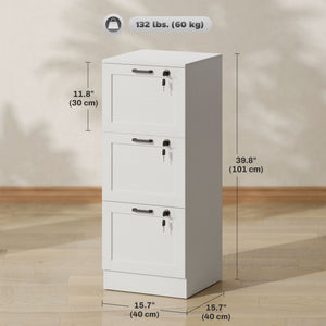 Vertical Filing Cabinet with 2 Drawers, Lock, File Cabinet for Home Office, A4 and Letter Size Files, White – view 16