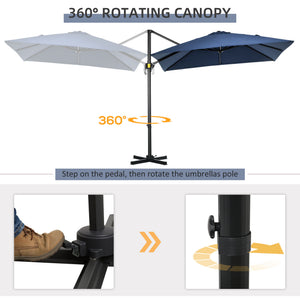 8' x 8' Square Patio Hanging Offset Umbrella with 360° Rotation – view 9