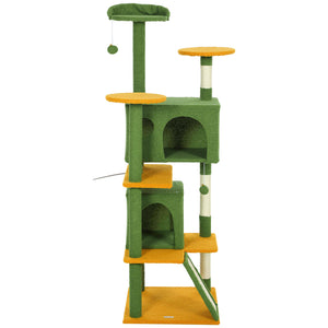 54" Cat Tree, Multi-Level Cat Tower with Scratching Posts, Cat Condos, Bed, Platforms, Ramp, Toy Ball, Beige – view 71