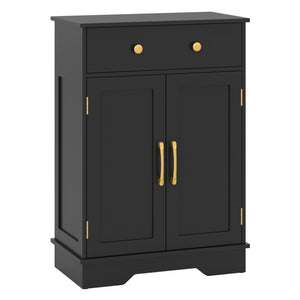Floor Storage Cabinet with Doors Modern Buffet Sideboard with Drawer and Adjustable Shelf-Black