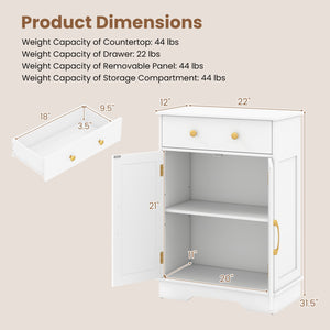 Floor Storage Cabinet with Doors Modern Buffet Sideboard with Drawer and Adjustable Shelf-White view 5
