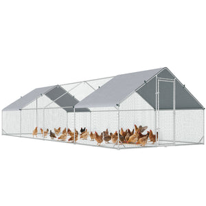 9.8' x 19.7' x 6.6' Chicken Coop Cage, Outdoor Hen House w/Cover & Lockable Door