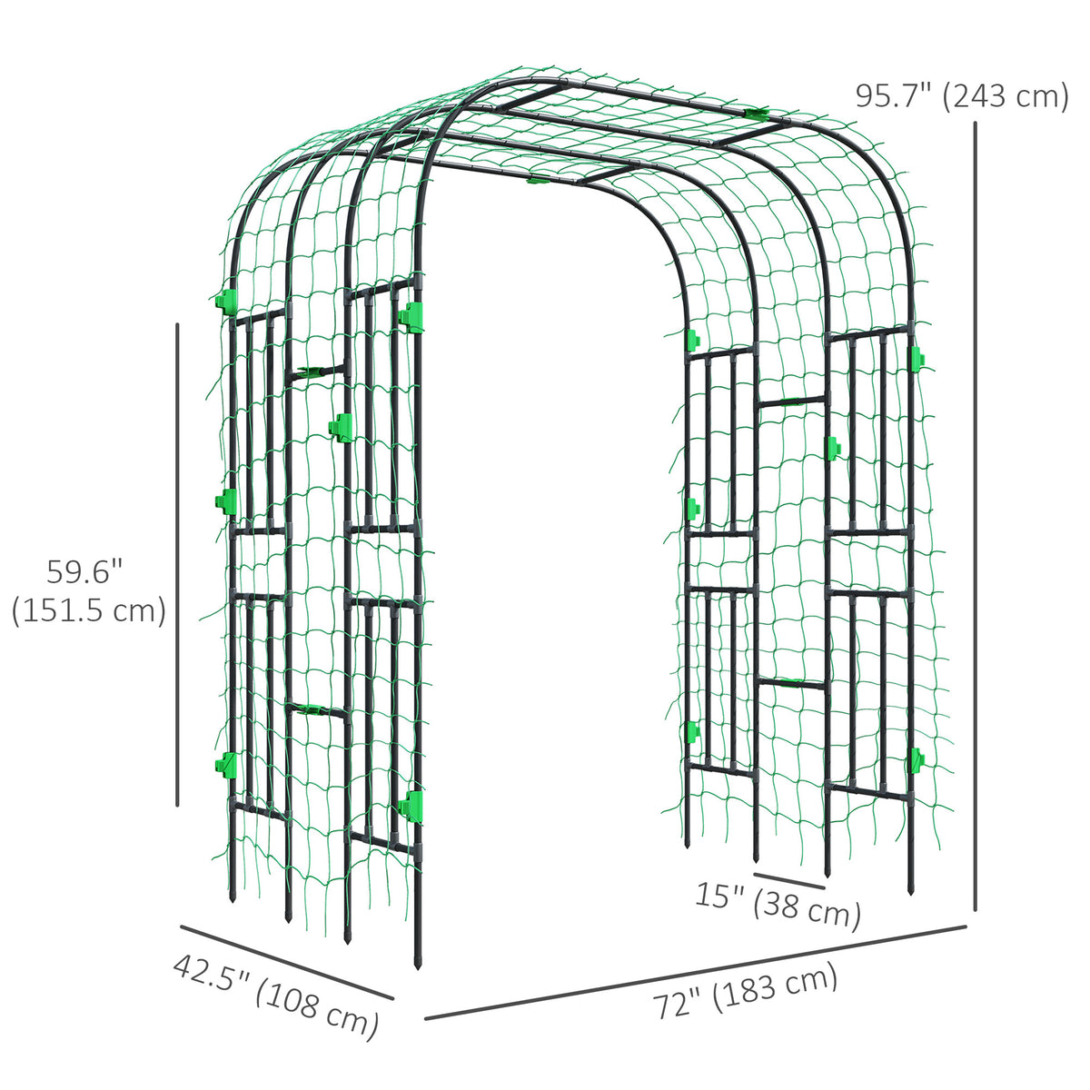 Arched Garden Trellis, 8 FT Tall Metal Plant Trellis Support with Trellis Netting for Climbing Plants