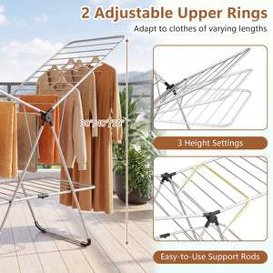 Foldable 2-Tier Clothes Drying Rack Heavy-Duty Aluminum Stainless Steel Laundry Airer view 8