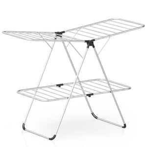Foldable 2-Tier Clothes Drying Rack Heavy-Duty Aluminum Stainless Steel Laundry Airer view 4