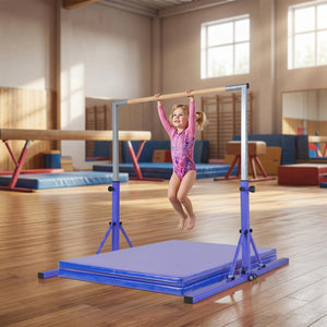 Foldable Gymnastics Bar for Kids with 3-Level Adjustable Heights-Purple view 3